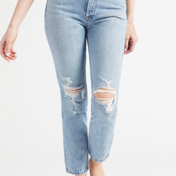 Agolde Riley cropped jeans with distressing size 27 - Picture 1 of 5